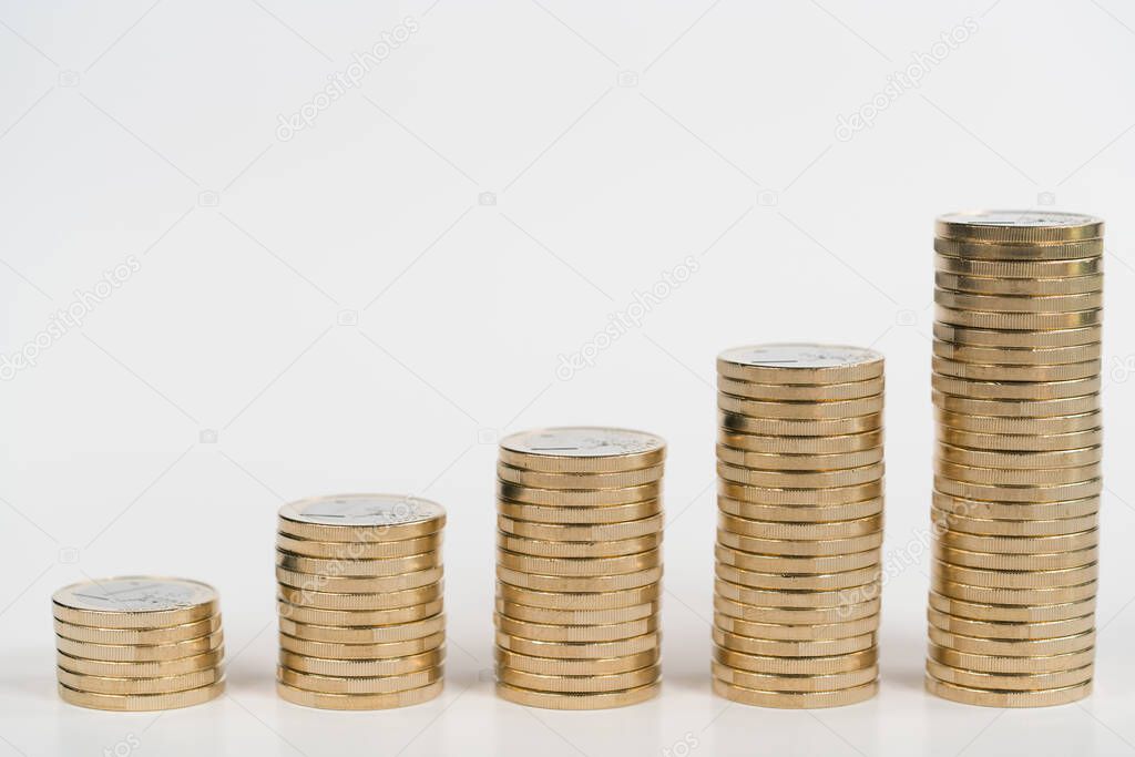 Columns of coins symbolizing the growth chart