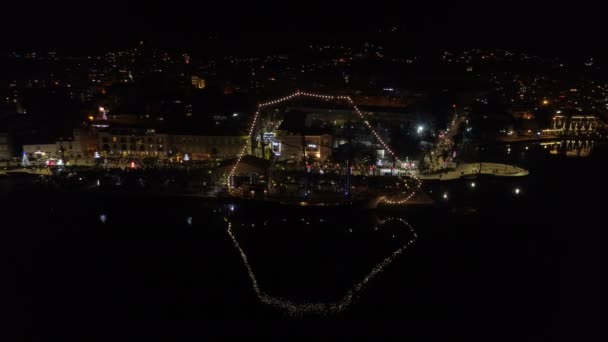 New Year celebration on the Tivat embankment. — Stock Video