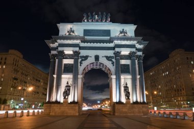 Moskova, Rusya - 20 Temmuz 2019: Moskova'da gece zafer kemeri