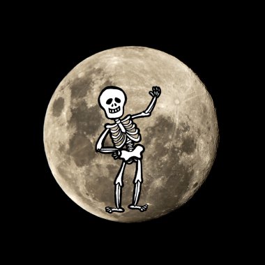 Hallowen iskelet ayda uçar