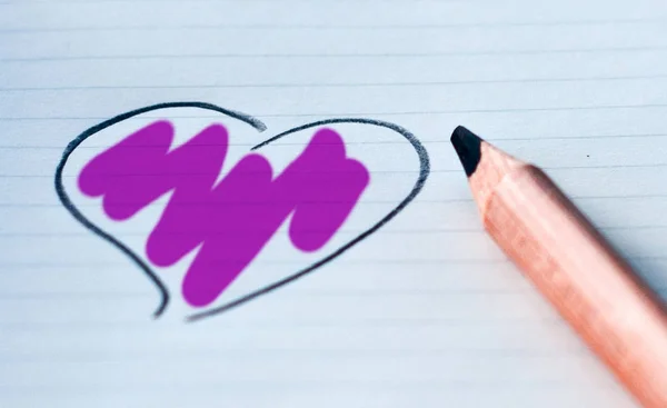 Heart drawn in with your color: violet — Stock Photo, Image