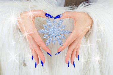 Christmas blue nails clipart