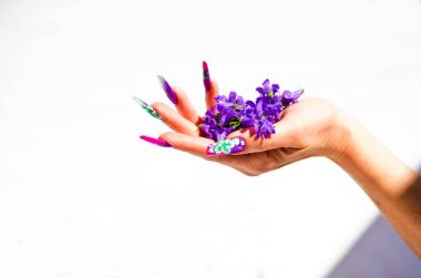 Çivi dekore edilmiş bir renkli bahar çiçek düzenlemeleri ile bir