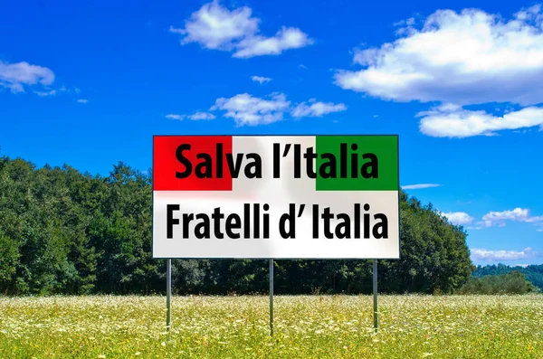 Bir sonraki seçimlerde İtalya kaydetmek, Fratelli Bisiklet Turu, Meloni oy — Stok fotoğraf