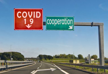 Covid-19 'a karşı uyarılar, birlik, işbirliği, kardeşlik, araştırma, bilim, hepsi virüse karşı birleşmiş.