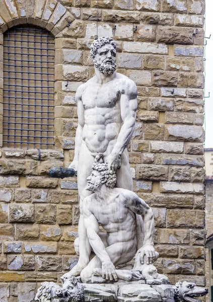 Estátua Florença Piazza Della Signoria Renascimento Florentino Italiano Hércules Caco — Fotografia de Stock