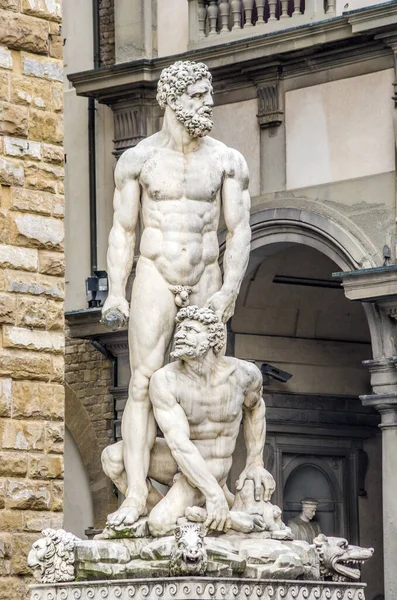 Estátua Florença Piazza Della Signoria Renascimento Florentino Italiano Hércules Caco — Fotografia de Stock