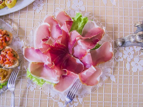 Deleciones Coloridos Aperitivos Aperitivos Para Fiesta Para Almuerzo Ham —  Fotos de Stock