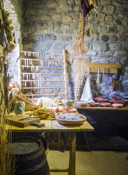 Cucina Tradizionale Contadina Medicina Medievale Ingredienti Prodotti Agricoli Caccia Miglio — Foto Stock