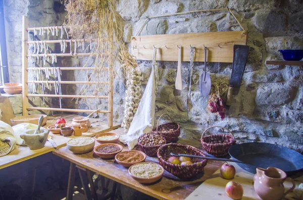 Cucina Tradizionale Contadina Medicina Medievale Ingredienti Prodotti Agricoli Caccia Miglio — Foto Stock