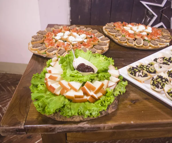 Rich Buffet Full Sandwiches Appetizers Ready Guests Party — Stock Photo, Image