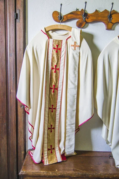 Clothing Vestments Priest Mass Old Sacristy Church — Stock Photo, Image