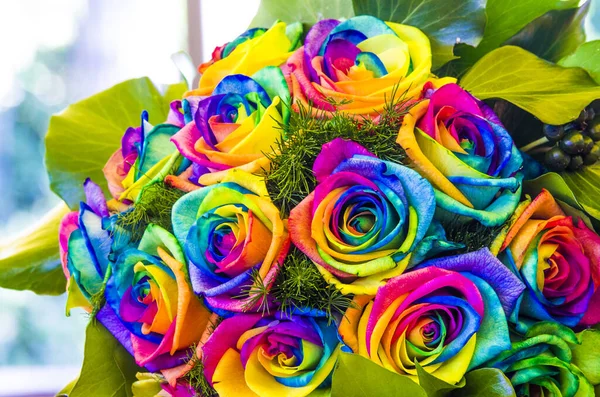 Pestrobarevné Květiny Růže Symbol Lásky Pro Vaši Radost Vaše Štěstí — Stock fotografie