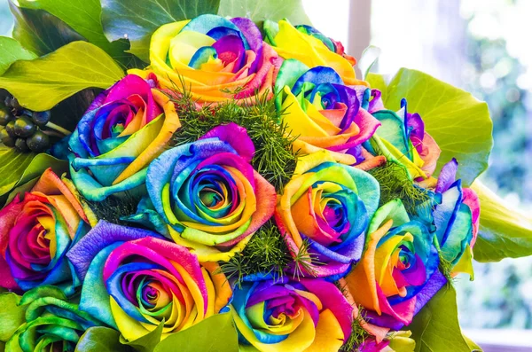 Multicolored Flowers Roses Symbol Love Your Joy Your Happiness Your — Stock Photo, Image