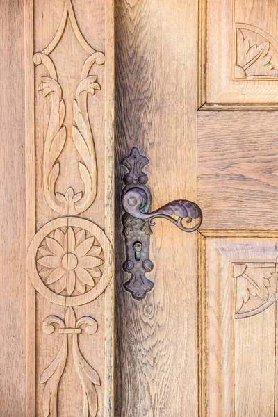 Serrure Poignée Dans Art Artisanal Ancienne Porte Château — Photo