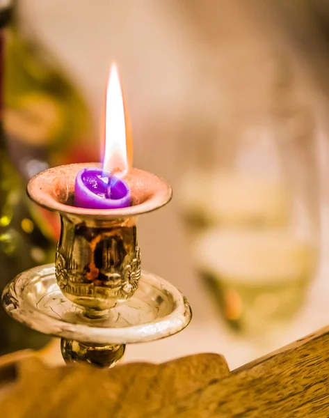 Candle Light Illuminates Banquet Table Gives Right Atmosphere Right Warmth — Stock Photo, Image