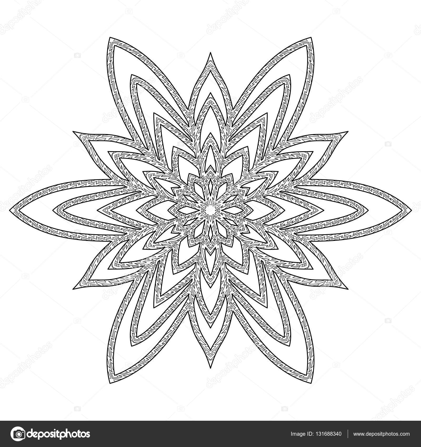 Antistress fiocco di neve disegnato a mano — Vettoriali Stock Fiocco di neve antistress disegnato a mano Modello di trafori in stile zentangle Inverno disegni da colorare per adulti arte terapia