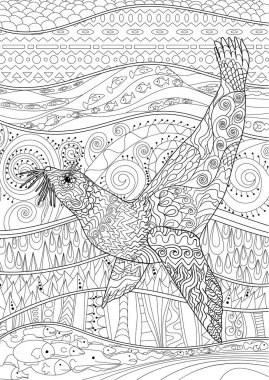 Elle çizilmiş Yüzme mühür yüksek detayları ile