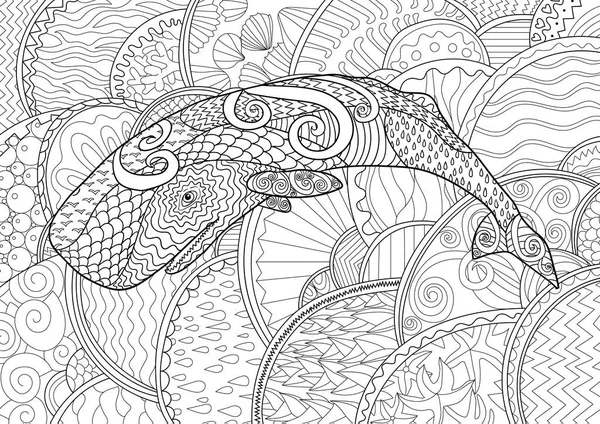 Baleine de baignade pour anti stress Coloriage — Image vectorielle