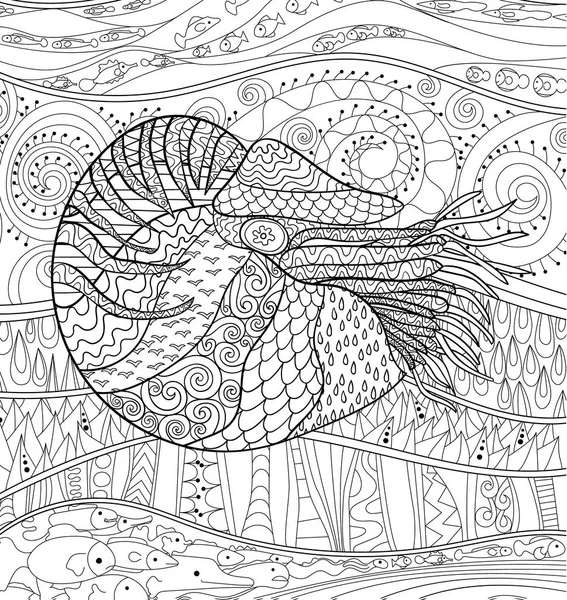 Nautilus avec des détails élevés . — Image vectorielle