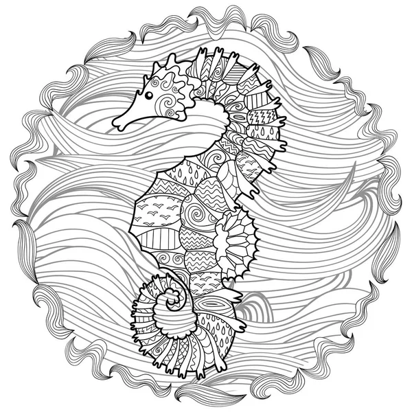 Caballo de mar de natación mano — Archivo Imágenes Vectoriales