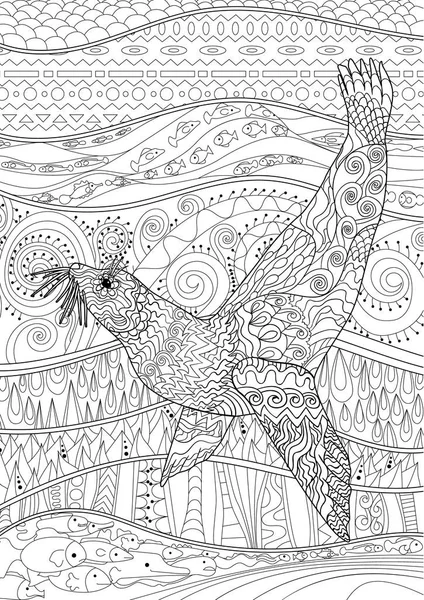 Elle çizilmiş Yüzme mühür yüksek detayları ile