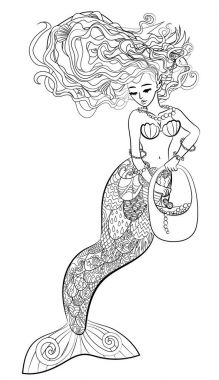 Deniz kızı desenli çizimi.