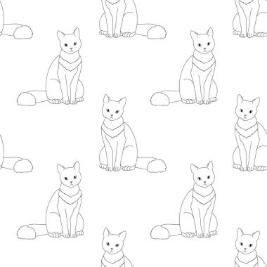 Siyah ve beyaz kedi ile seamless modeli.