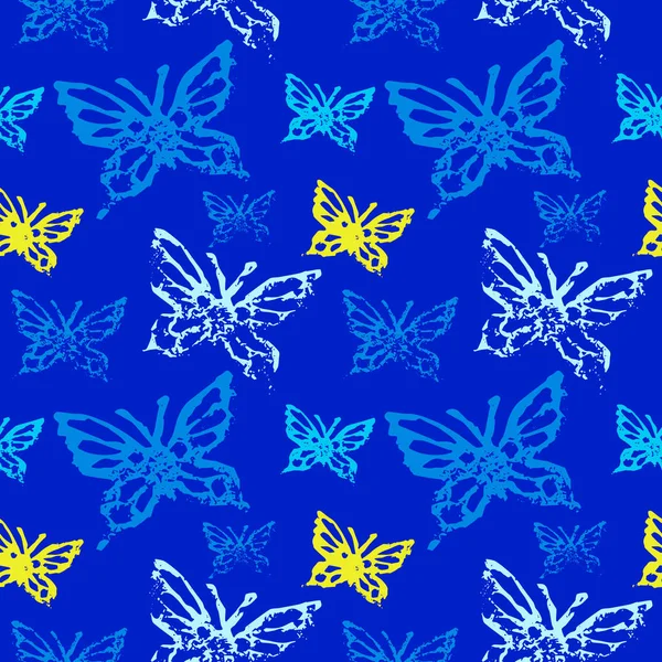 Grunge nahtloses Muster mit Schmetterlingen. — Stockvektor