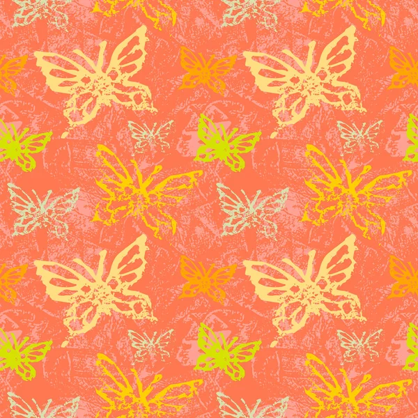 Grunge patrón sin costura con mariposas . — Archivo Imágenes Vectoriales