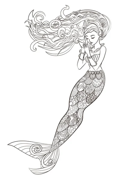 Illustration à motifs d'une sirène . — Image vectorielle