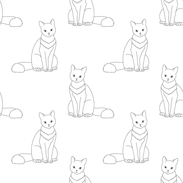 Black and white seamless pattern with cat. — Stock Vector