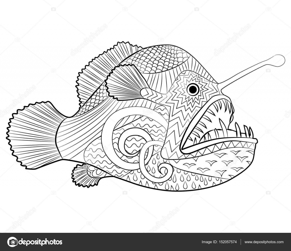 Hand drawn creepy fish with high details Stock Vector by ©Lezhepyoka  152057574