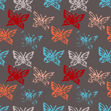 Grunge seamless modeli ile butterflys.