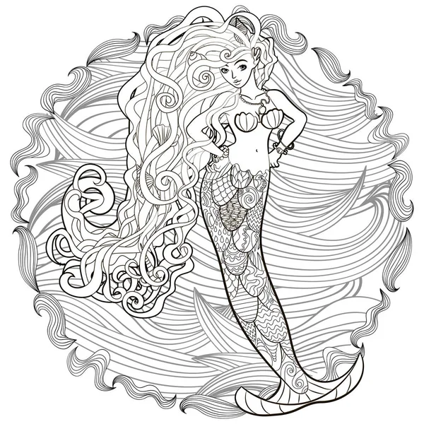 Ilustração modelada de uma sereia . —  Vetores de Stock