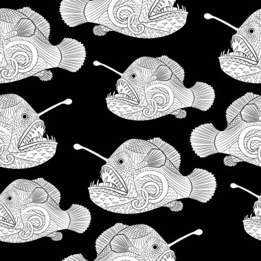 Oceanic hayvanlar zentangle seamless modeli.