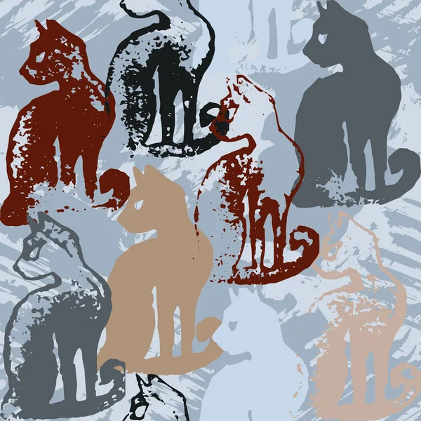 Modèle sans couture avec des timbres pour chat . — Image vectorielle
