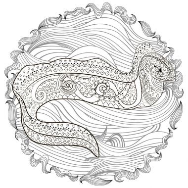 Zentangle tarzı bir moray çizimi.