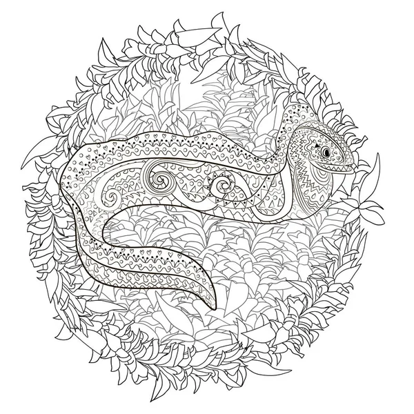 Ilustração de uma moray no estilo zentangle . — Vetor de Stock