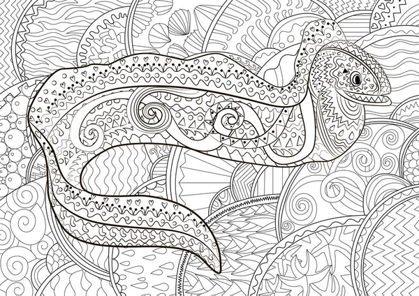 Illustration av en moray i zentangle stil. — Stock vektor