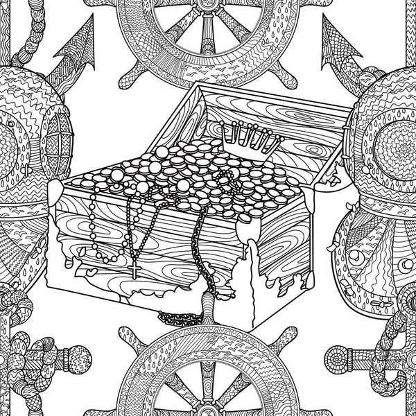 Padrão sem emenda zentangle pirata . —  Vetores de Stock