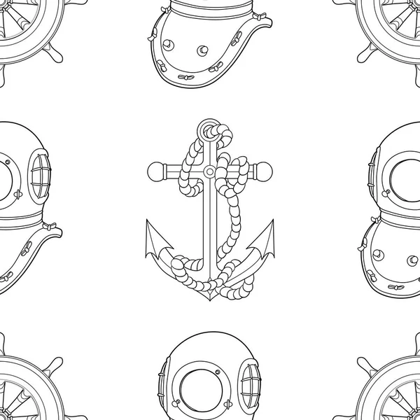 Ship equipment seamless pattern. — Stock Vector