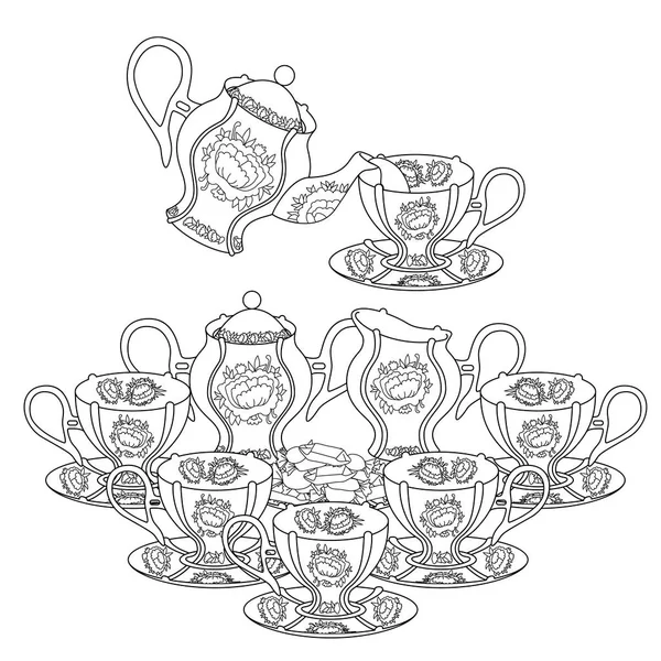 Set de té sobre fondo blanco — Archivo Imágenes Vectoriales