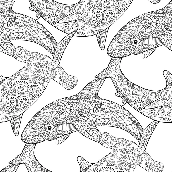 Oceanic hayvanlar zentangle seamless modeli.
