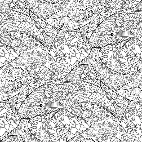 Oceanic hayvanlar zentangle seamless modeli.