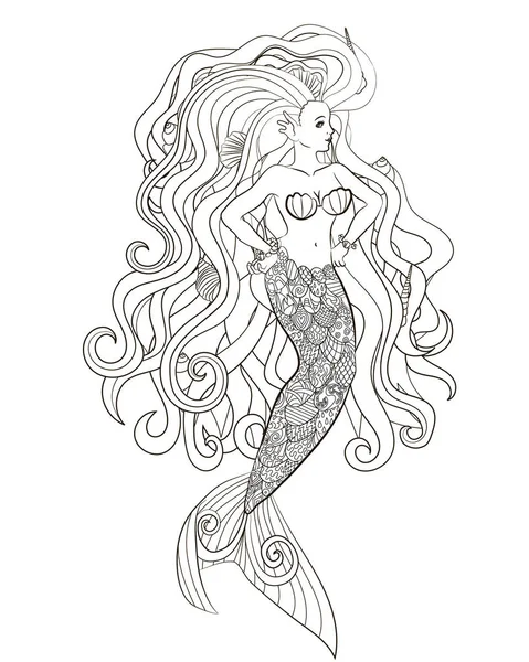 Illustration à motifs d'une sirène . — Image vectorielle