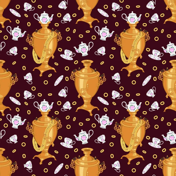 Seamless pattern with samovar — Stock Vector