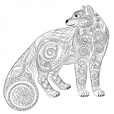 Kutup tilkisi zentangle tarzı.