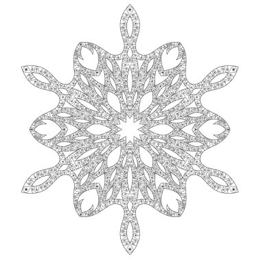 Düzenlenebilir satırlı kar tanesi ile renklendirme sayfası. 