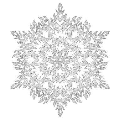 Düzenlenebilir satırlı kar tanesi ile renklendirme sayfası. 